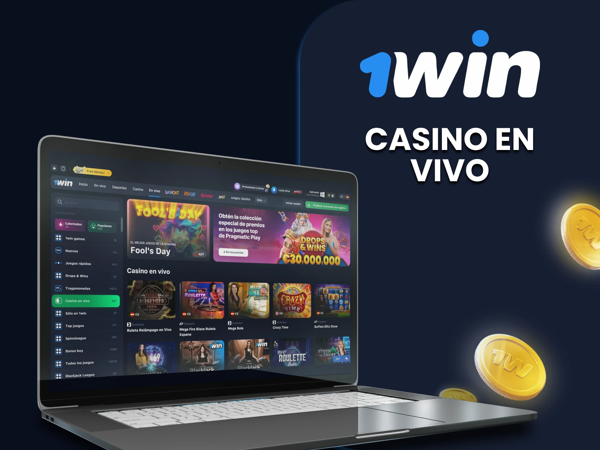 1win tiene una sección de casino en vivo.