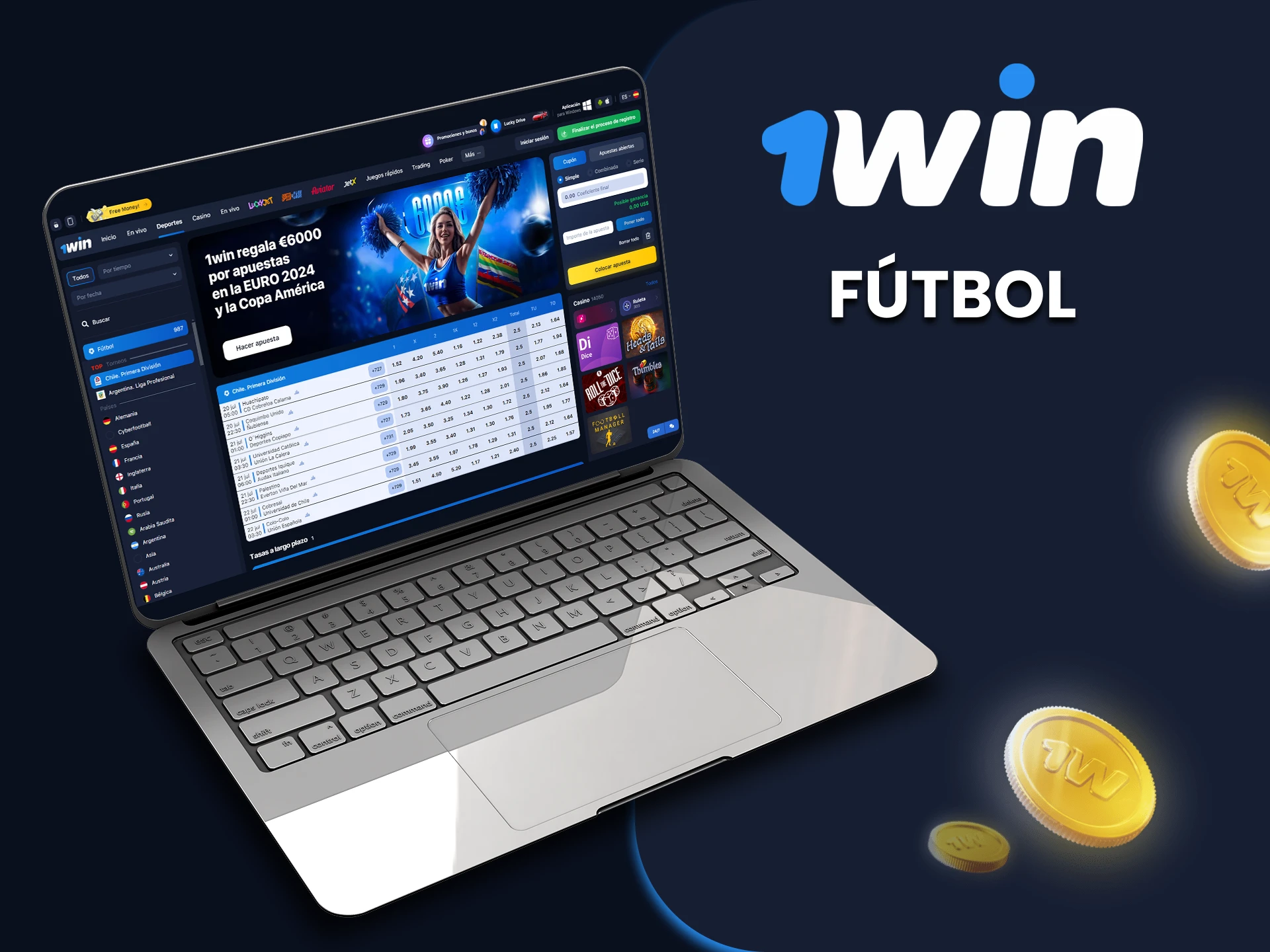 En 1win puedes apostar en futbol.