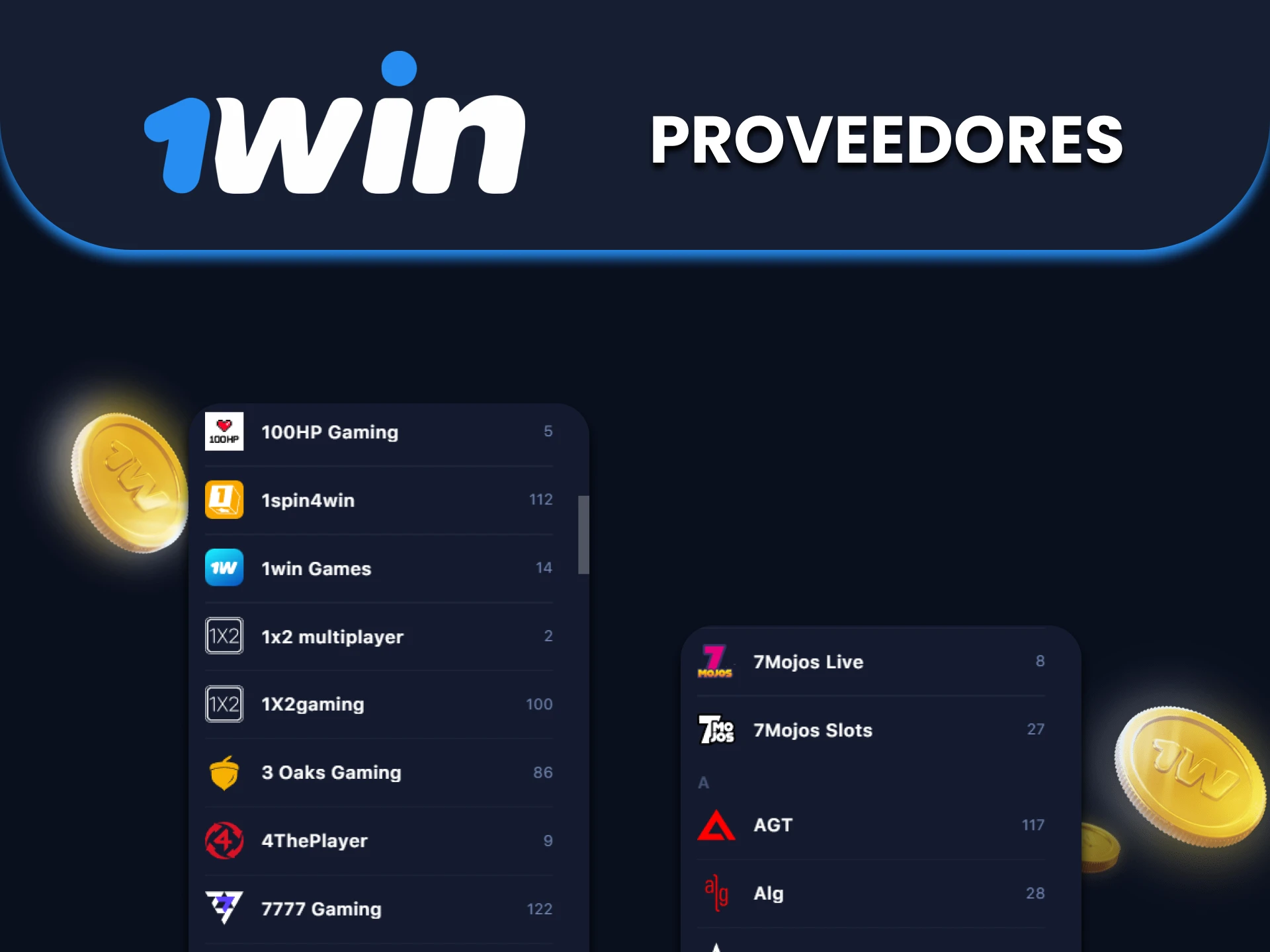 Hay muchos proveedores de juegos de casino en 1win.