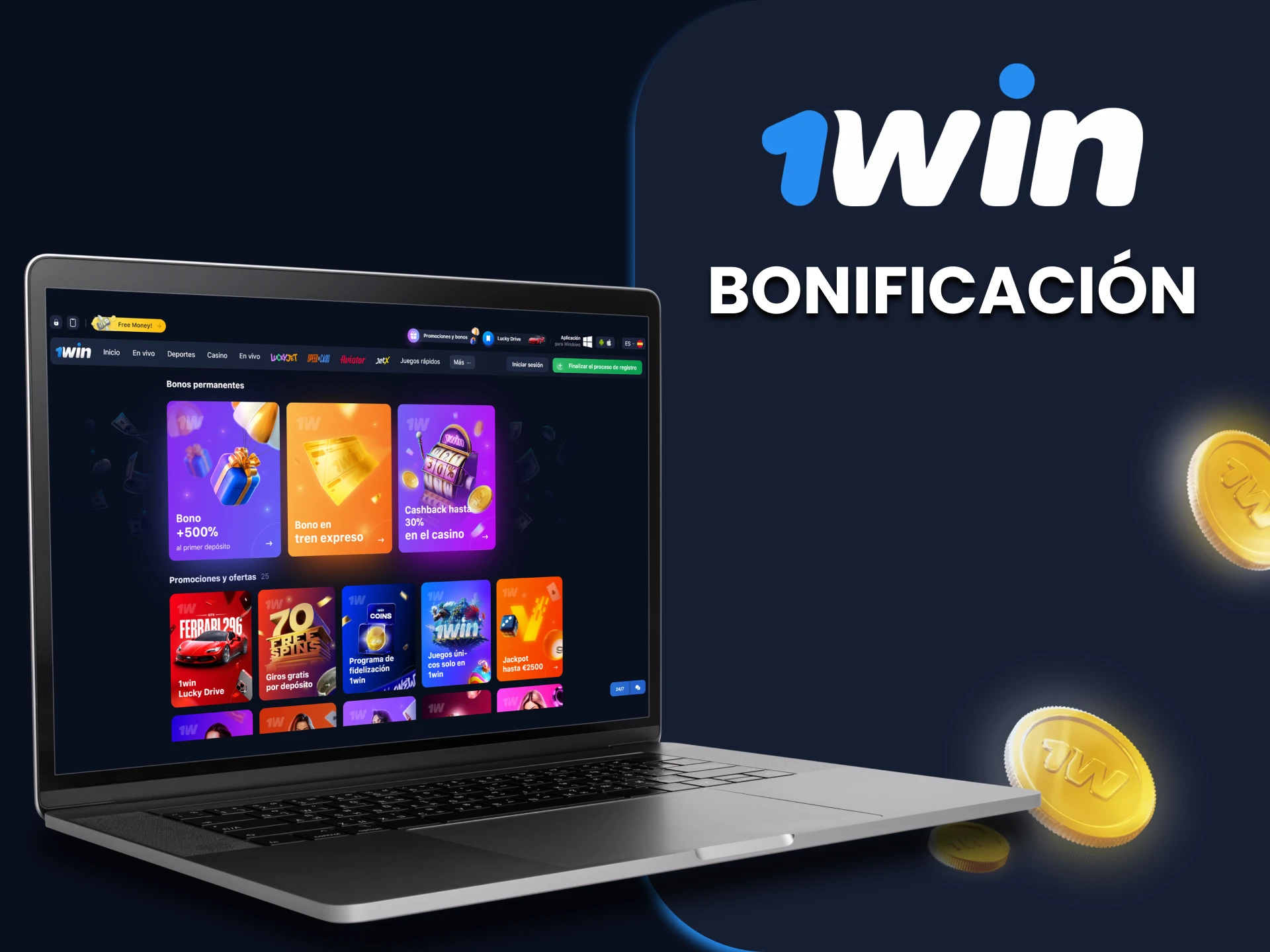 Mira los bonos disponibles después de 1win registrarse.