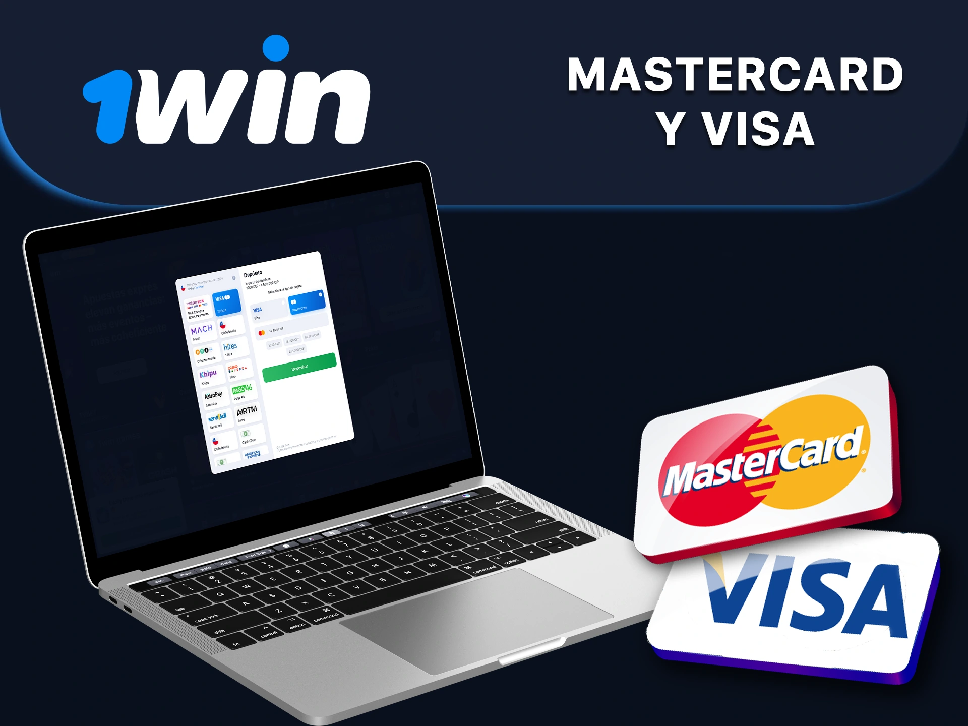 Recargue el saldo de su cuenta con una tarjeta bancaria en 1win.