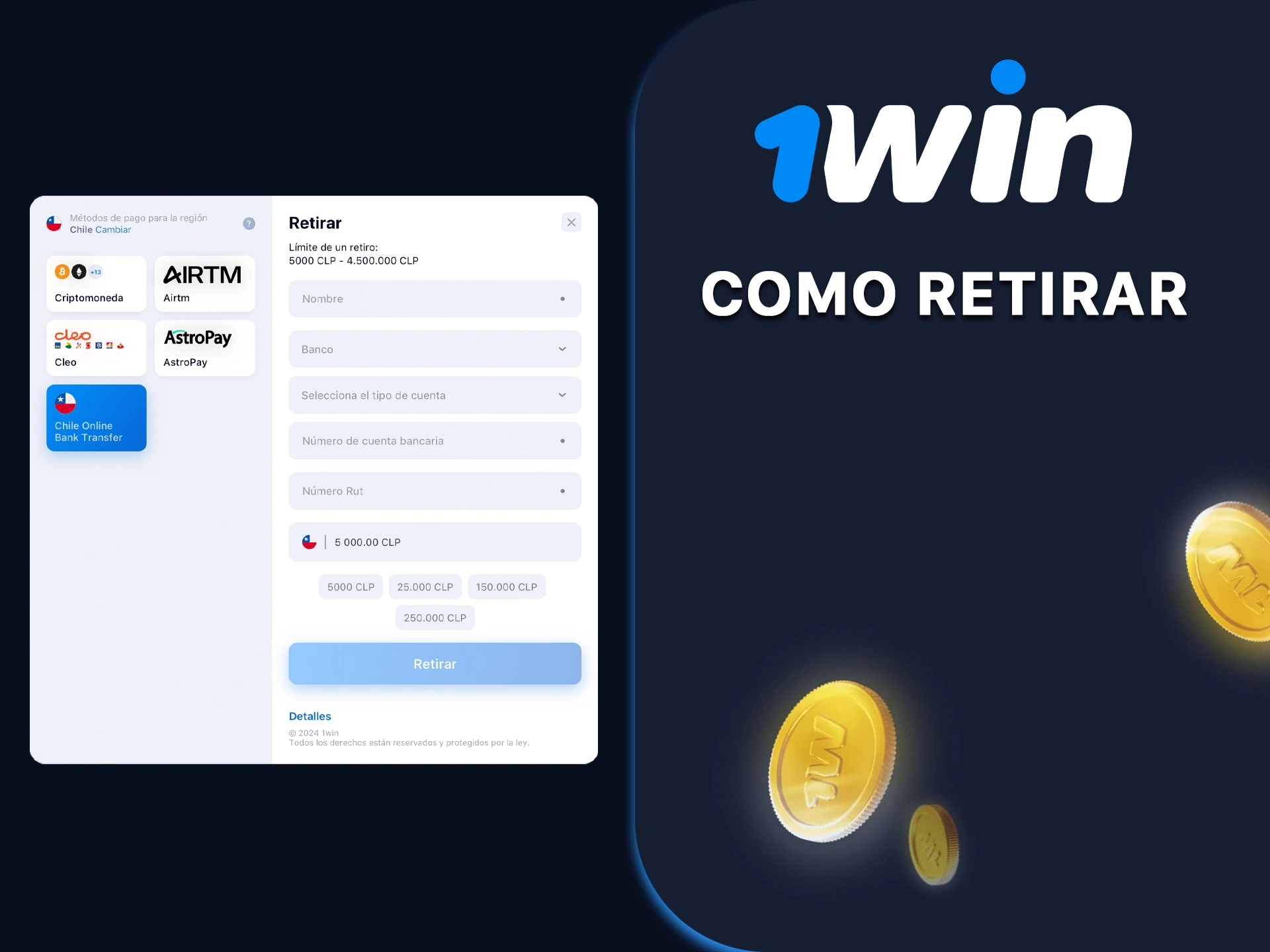 Aprenda a retirar dinero de 1win.