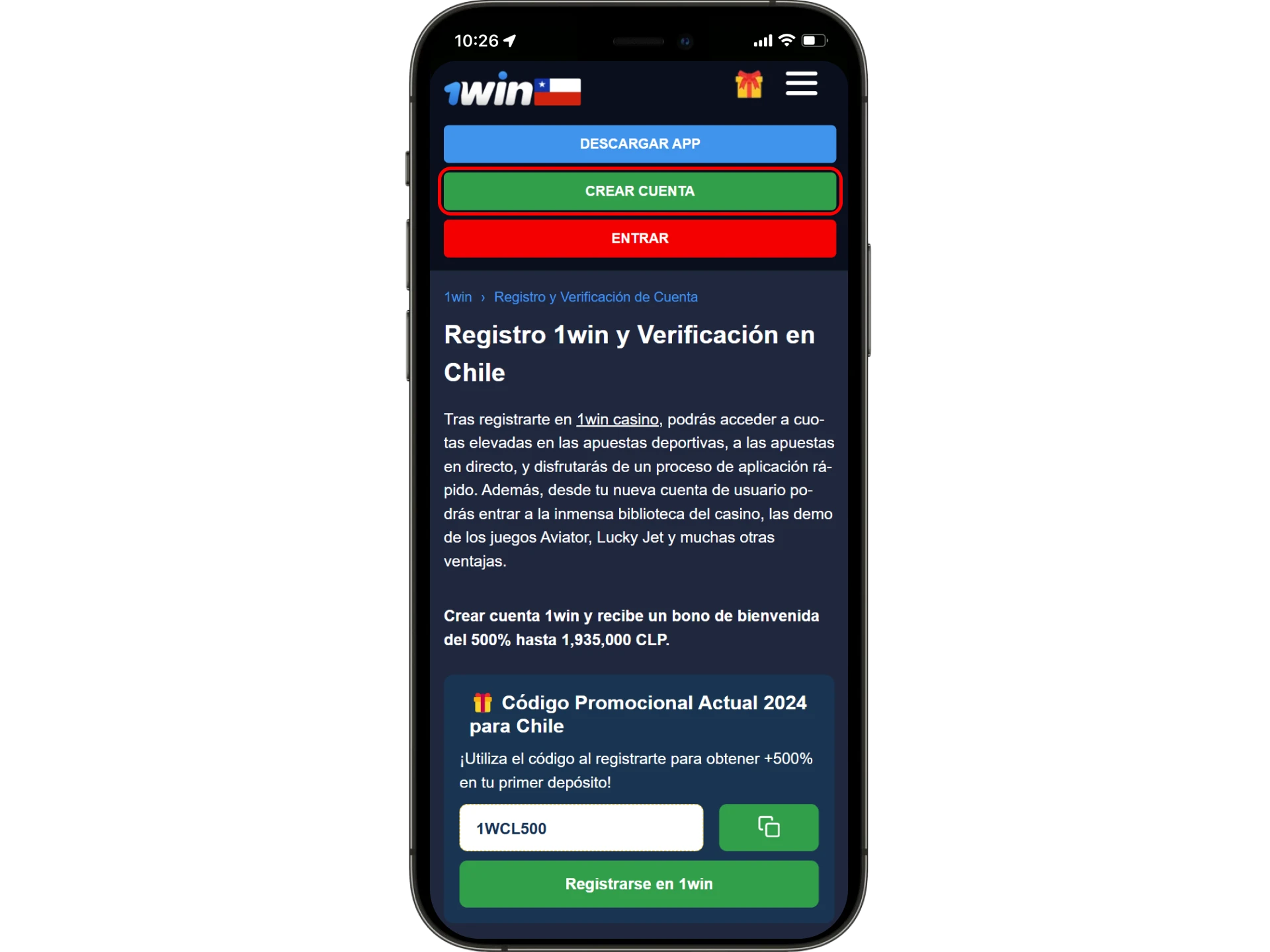 Siga nuestro enlace, que lo redireccionará inmediatamente al formulario de 1win registro.