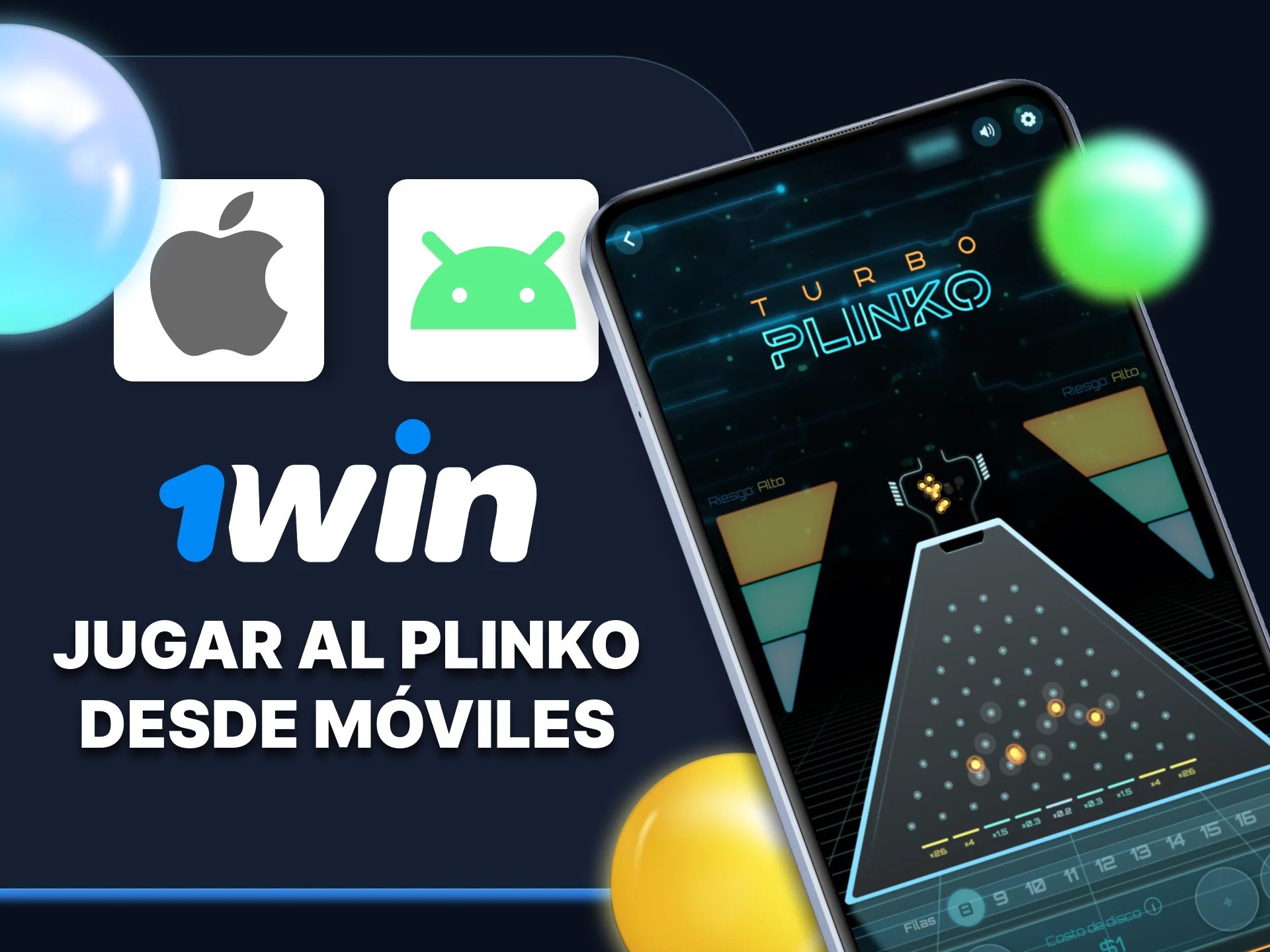 Disfruta del juego Plinko en tu teléfono con la aplicación 1win.