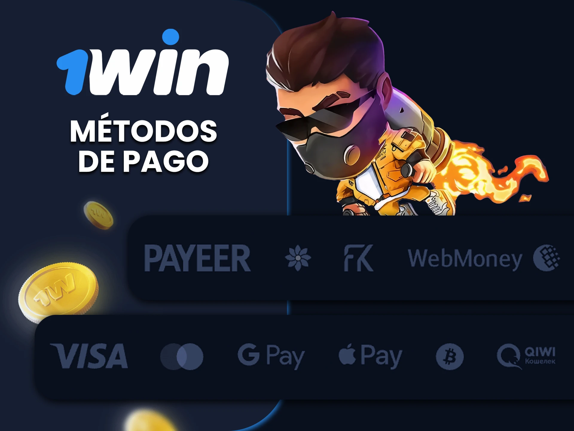 Consulta los métodos de depósito y retiro disponibles en Chile para jugar Lucky Jet 1win con dinero real.